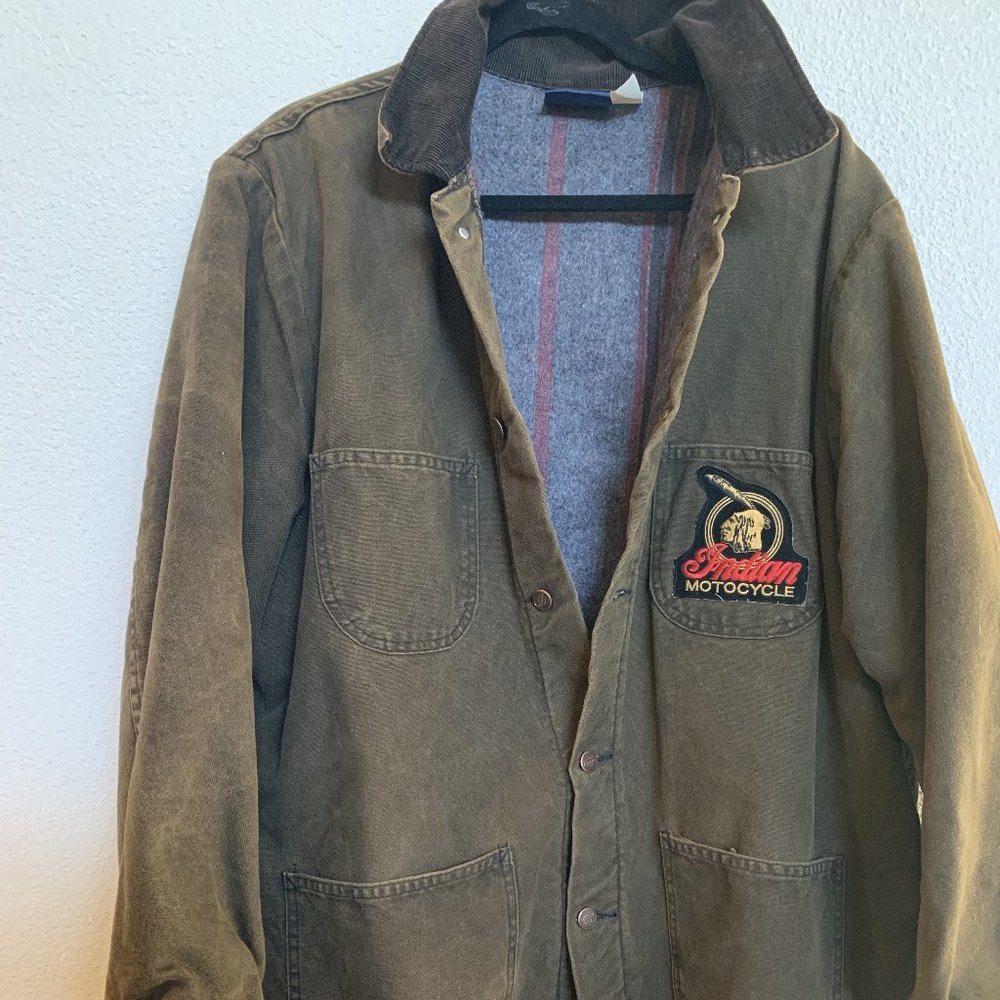 Men's XL Dickies Coat. Fully lined. Cool Indian Motorcycle patch on pocket.